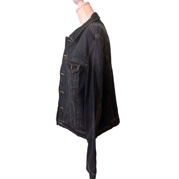 American Eagle Outfitters Womens Dark Denim Button Jean Jacket Large Trucker - Picture 4 of 9